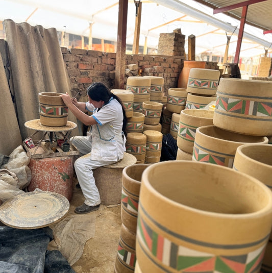 hand-painted engobe barrel