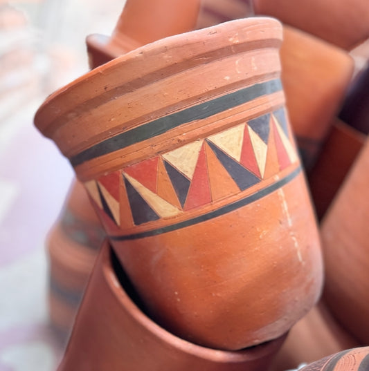 hand-painted bell-shape engobe planter