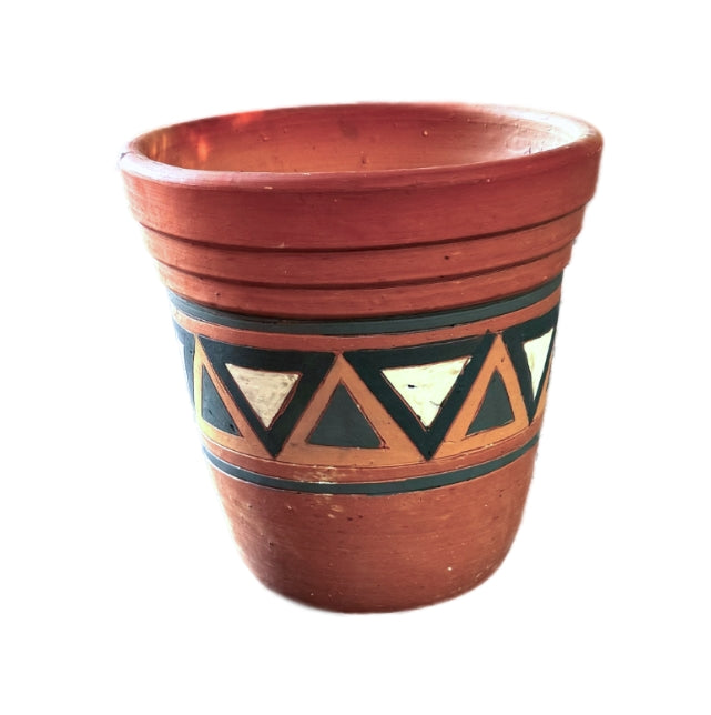 hand-painted bell-shape engobe planter