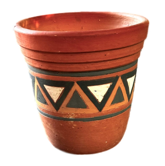 hand-painted bell-shape engobe planter